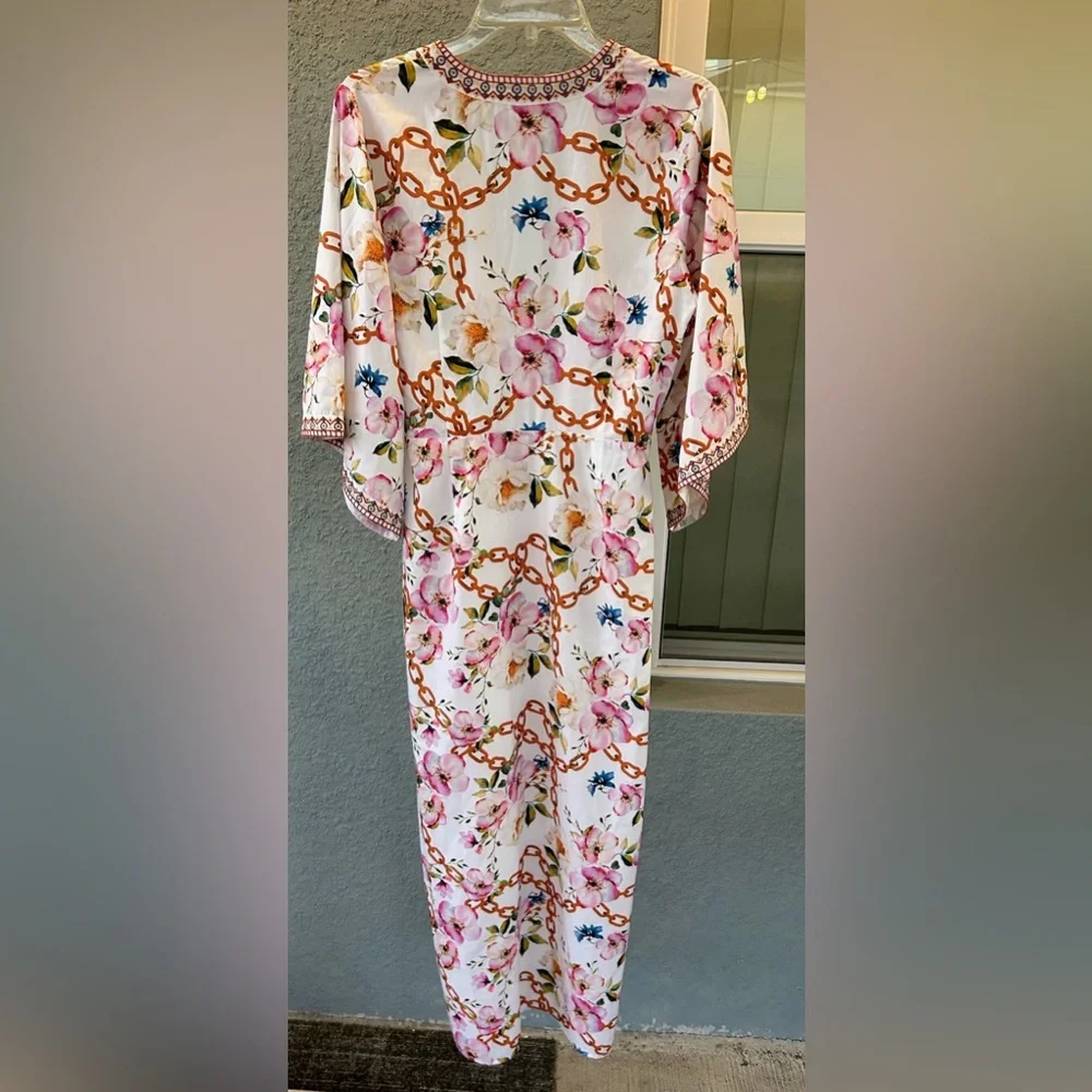 Alexia Admor Mixed Print Kimono Wrap Maxi Dress 8 *Missing Belt* Brunch Vacay - Picture 3 of 5